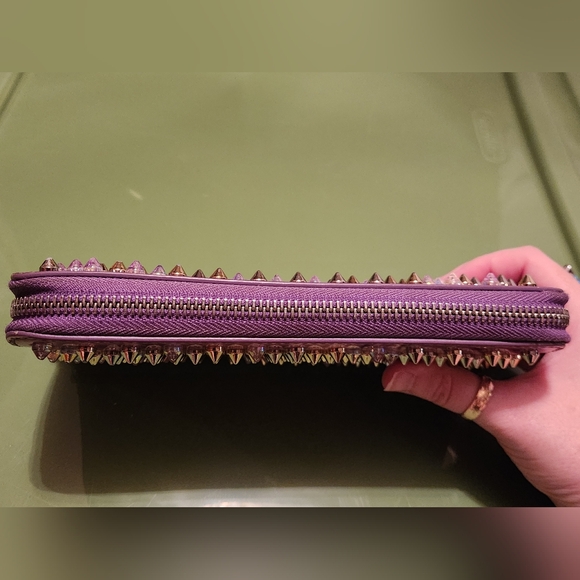 Christian Louboutin Pannetone purple gold metallic stud zip wallet - Picture 7 of 16